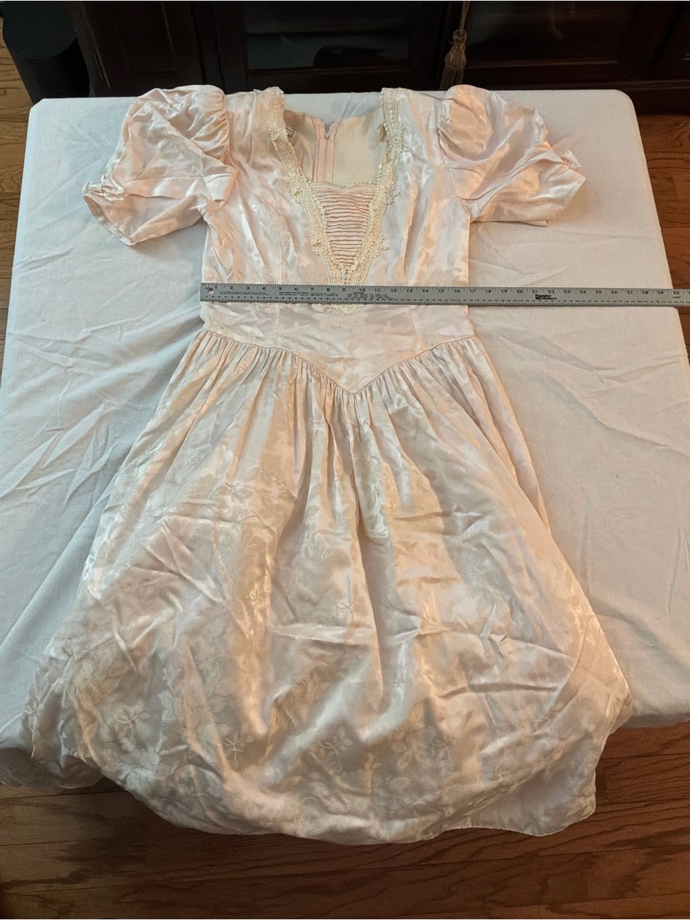 ****** Scott McClintock Cream Satin Lace-Trim formal prom Dress ****** - Picture 2 of 8